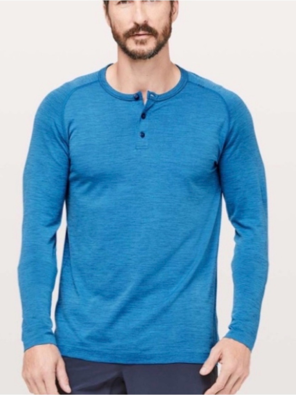 Lululemon Metal Vent Tech Men’s XL Henley Short Long Sleeve Blue